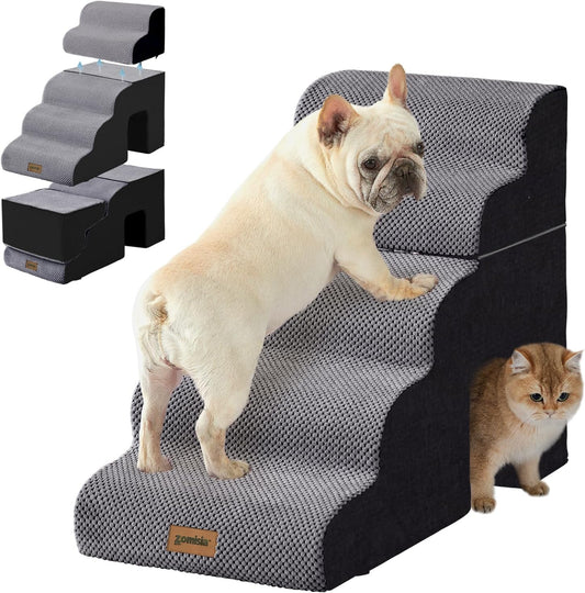 ZOMISIA Dog Ramp for Large Dogs with Tunnel, 24" H 5 Steps for High Bed