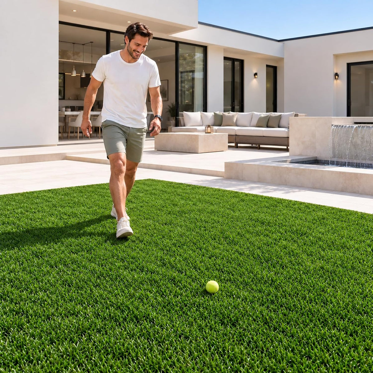 Outdoor Grass Rug 4 X 6 Ft, Artificial Turf Mat with Drainage