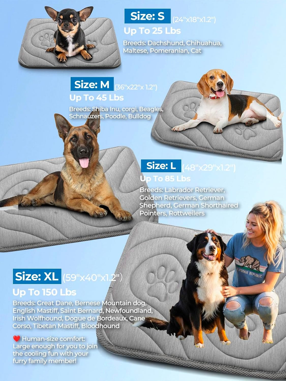 Reversible Dog Cooling Mat for Small Dogs 24"X18" — Thick & Durable Orthopedic Breathable 3D Mesh, Cool-Feel Arc-Chill Fiber (Q-Max>0.5) & Soft Velvet, Machine Washable, Cool Gray