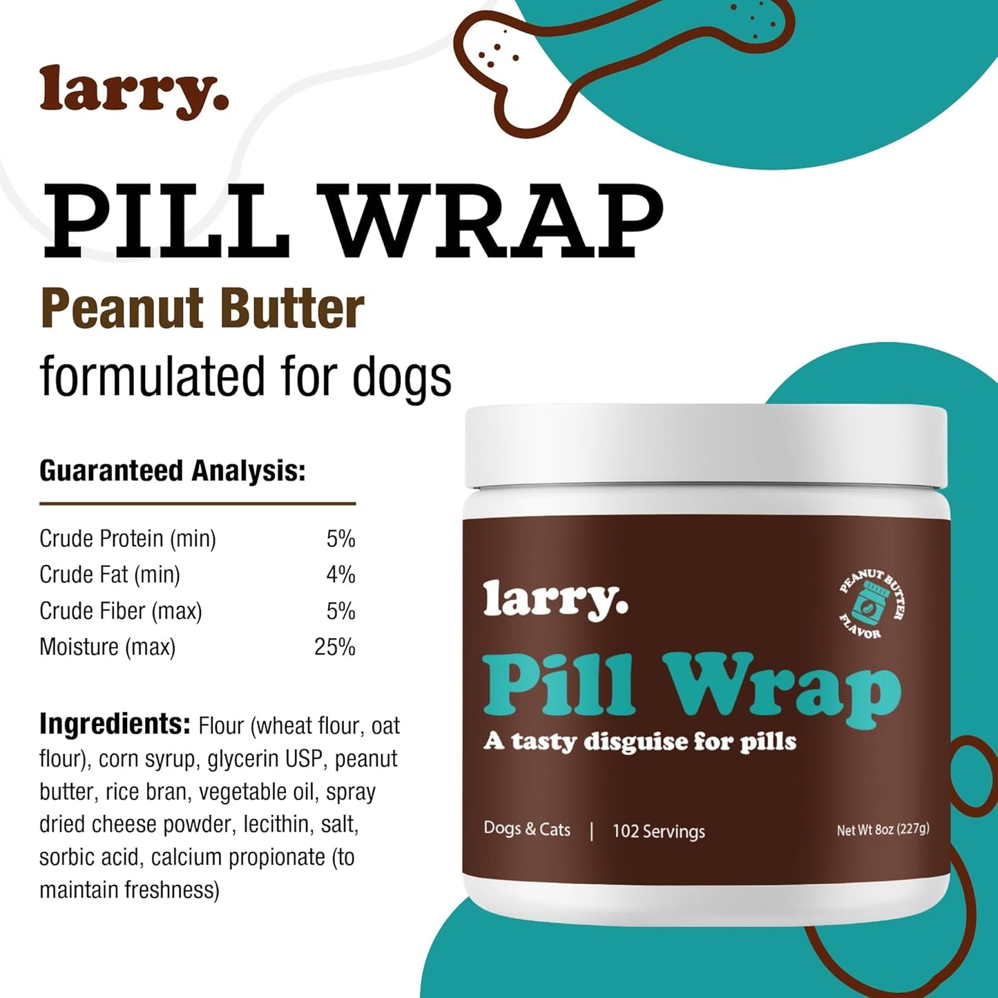 Peanut Butter Pill Wrap for Dogs - Pet Pill Paste - Hide Dog Medication Pockets - Dog Treats for Medicine Hide Pill - 102 Servings - 8 Oz - Made in USA