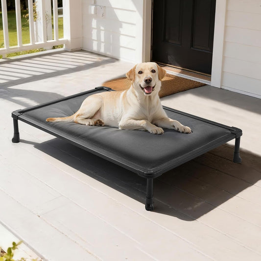 Veehoo Chew Proof Elevated Dog Bed, Padded Indestructible Raised Dog Cot