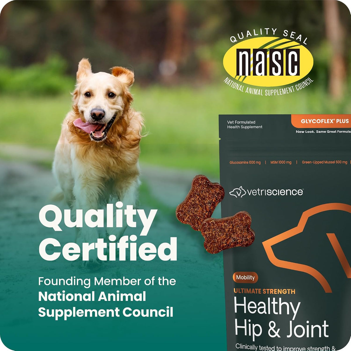 Vetriscience Ultimate Strength Healthy Hip & Joint for Dogs, Duck, 120Ct