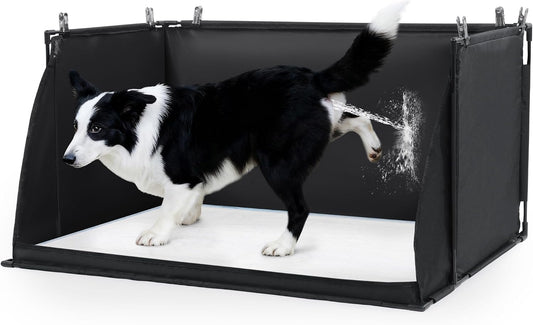 MABOZOO Dog Pee Pad Holder with High Walls, Foldable Dog Litter Box Pee Shields Indoor Dog Potty for Small and Medium Dogs, No Spill Pee Pad Holder Tray for Dogs Work (33.8*28*17.7In). Patent Pending