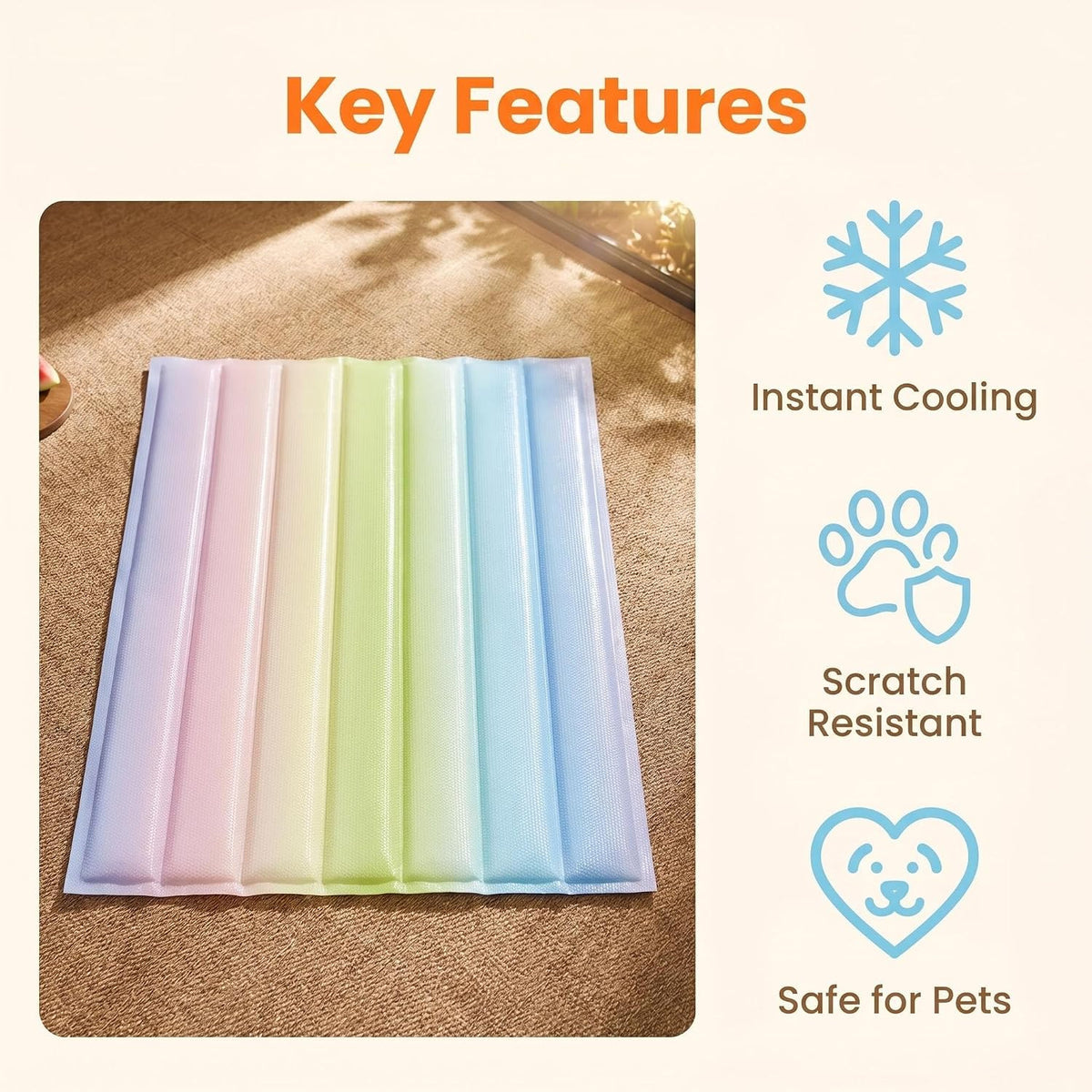 Dog Cat Cooling Mat 24×18", Waterproof Scratch Resistant Gel Pad Easy Clean
