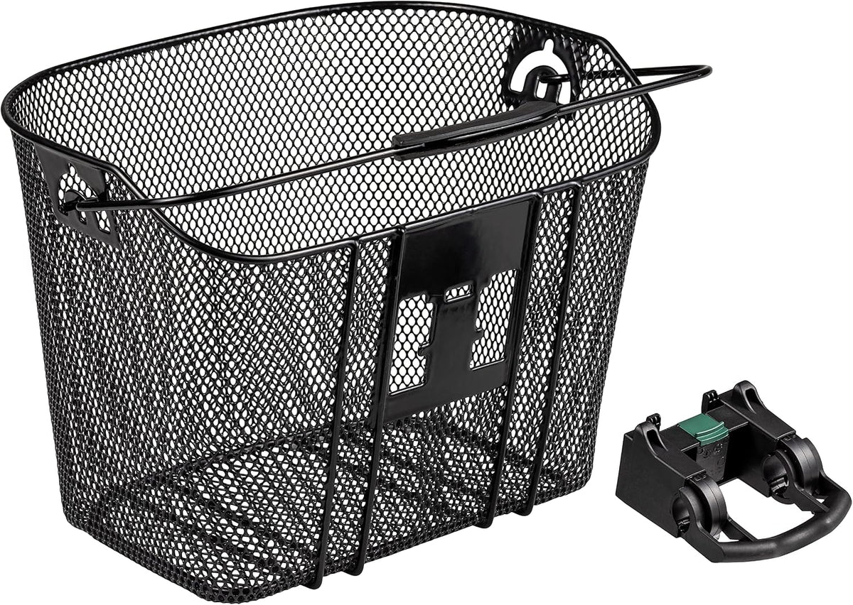 Schwinn Quick Release Wire Bike Basket, Black, Weather Resistant, Folding Handle for Hand Carry, Fits Most Adult Bicycles, Includes Mounting Hardware, Bicycle Basket for Adult Bikes