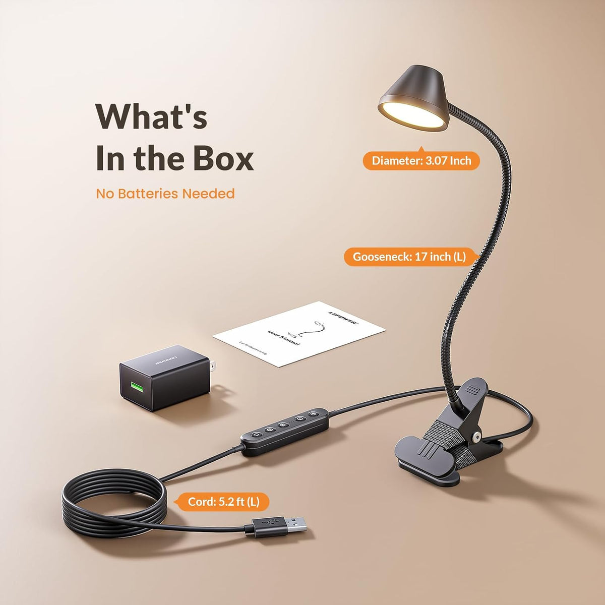 LEPOWER Clip on Light, Reading Lights for Books in Bed, 400LM, RG0 Eye-Care