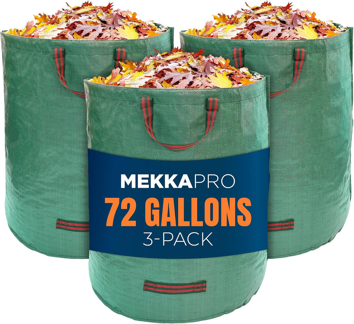 MEKKAPRO Lawn Bags 72 Gallon 3-Pack Heavy Duty Reusable Yard Waste Bags