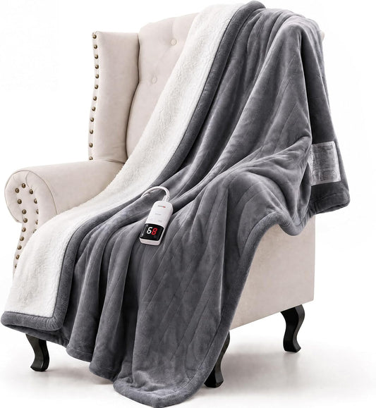 Heated Blanket Electric Throw Blanket for Couch 50"X60" Light Grey