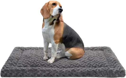 Washable Dog Bed Mat Ultra Soft Dog Crate Pad Comfy Fluffy Pet Kennel Beds Sleeping Mattress for Large Jumbo Medium Small Dogs, 36 X 23 Inch, Gray