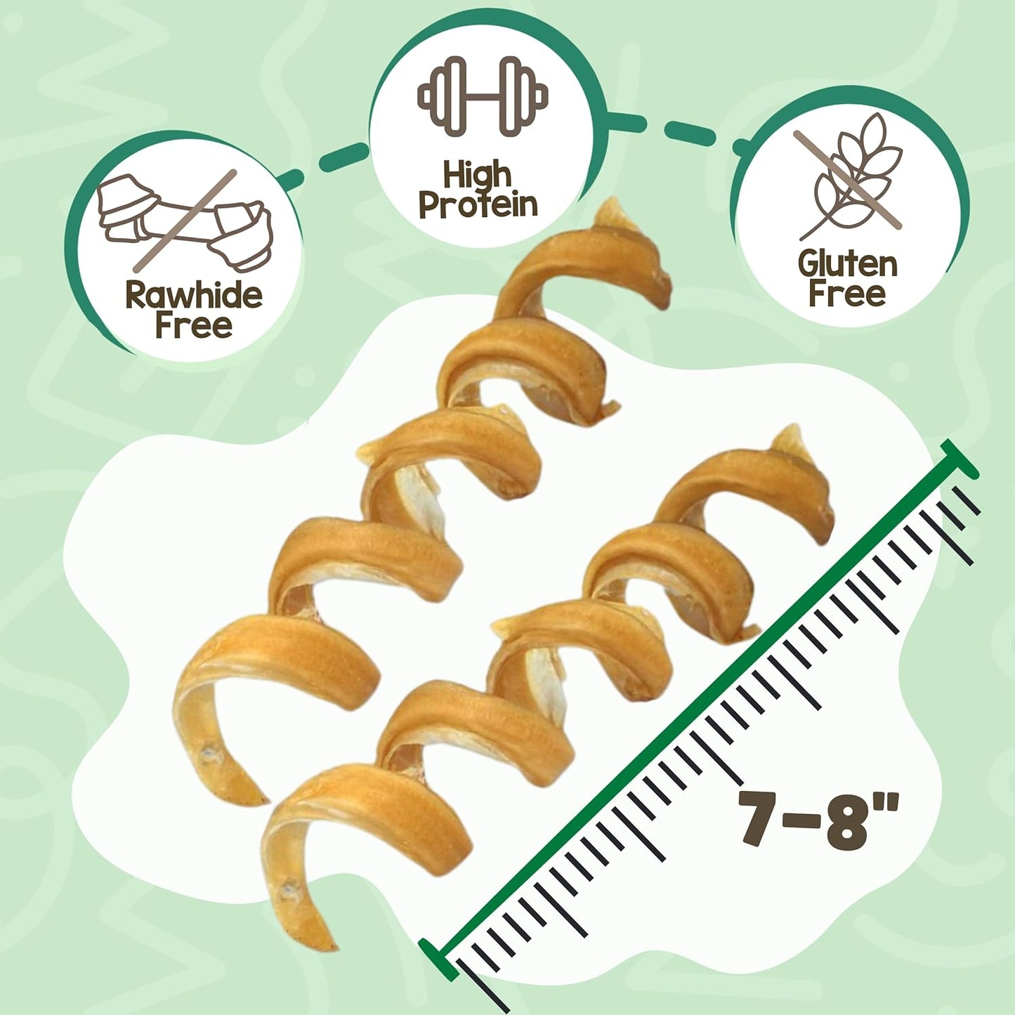 Nature Gnaws Bully Stick Springs for Dogs 7-8" (6 Count) - Long Lasting for Aggressive Chewers - Natural Curly Beef Dog Chew Bones - Rawhide Free