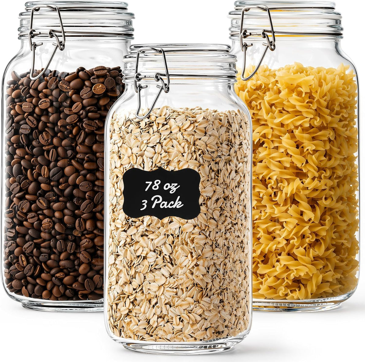 Onedream 78Oz Glass Jars with Airtight Lid, 3 Pack Large Glass Storage Jars