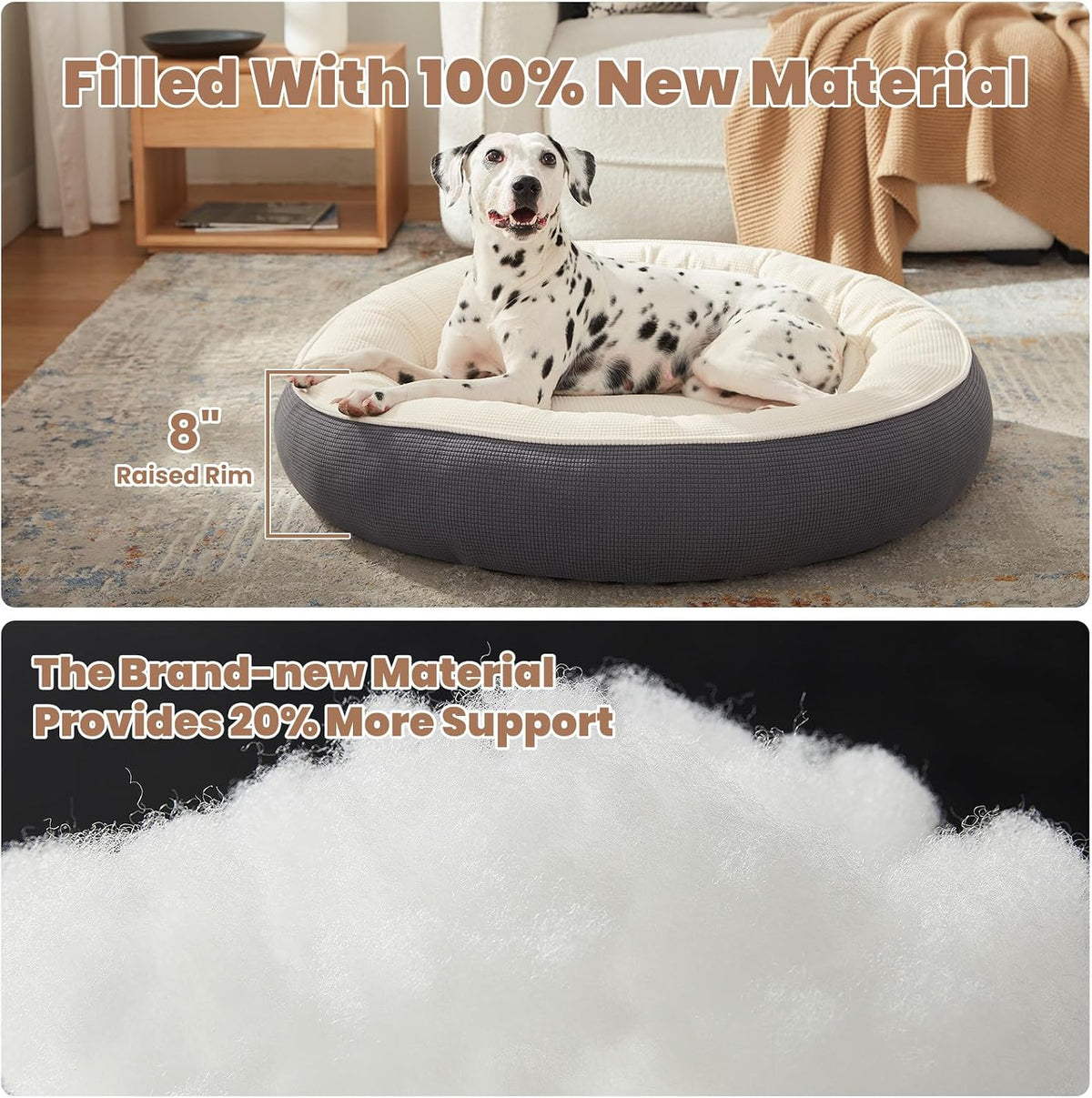 36 Inches Soft Touch Fleece Donut Dog Bed for Large Dogs,Dark Grey