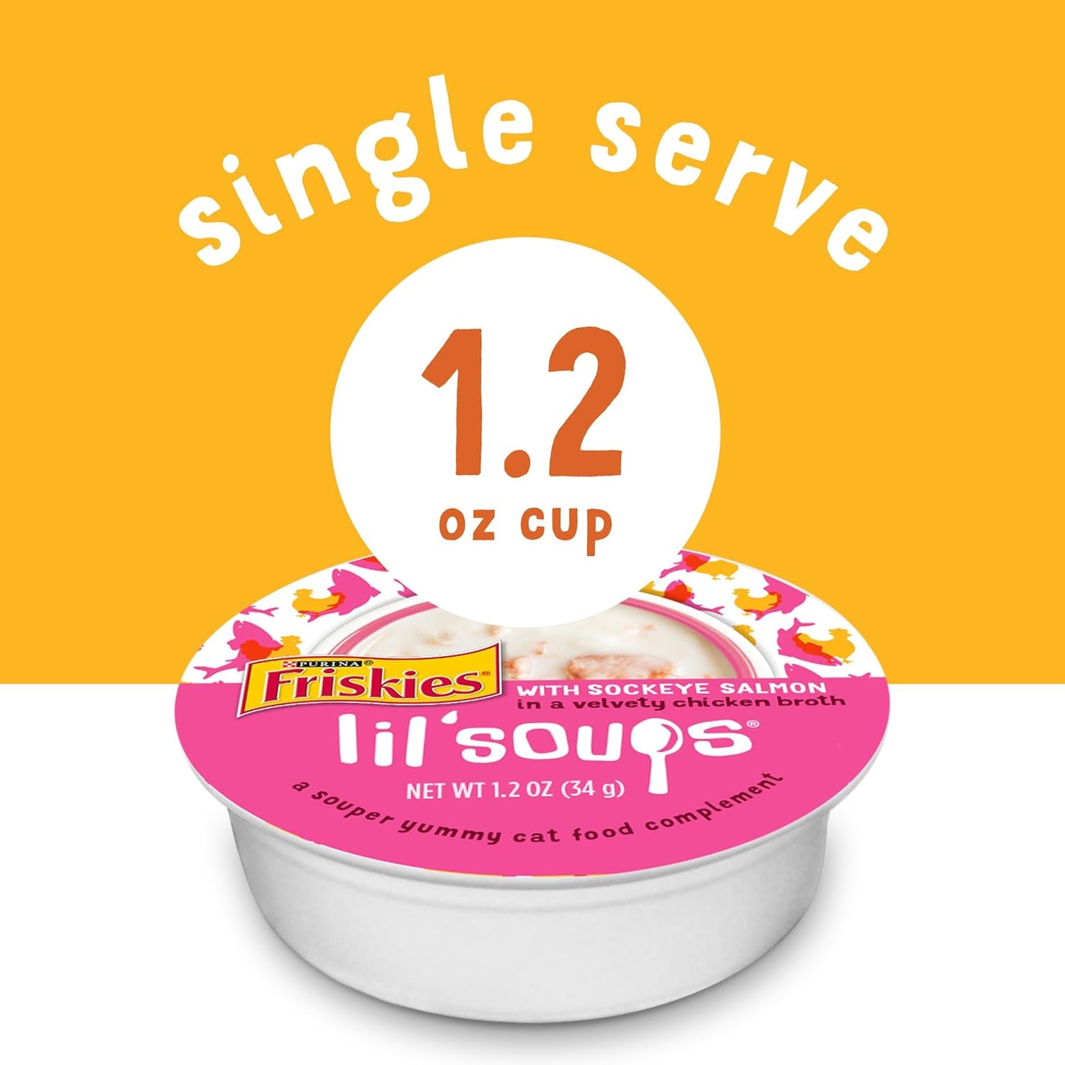 Friskies Purina Grain Free Wet Cat Food Lickable Cat Treats Variety Pack, Lil' Soups with Salmon, Tuna or Shrimp - (Pack of 30) 1.2 Oz. Cups