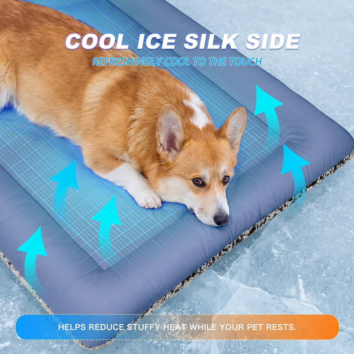 Self Warming Cat Bed, Reversible Cooling Mat for Cats, Dark Blue, 18X24 In