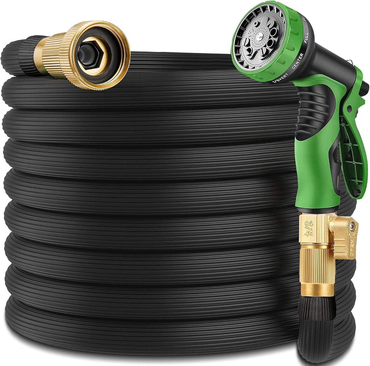 100FT Flexible Garden Hose, Kink-Free, Brass 3/4"