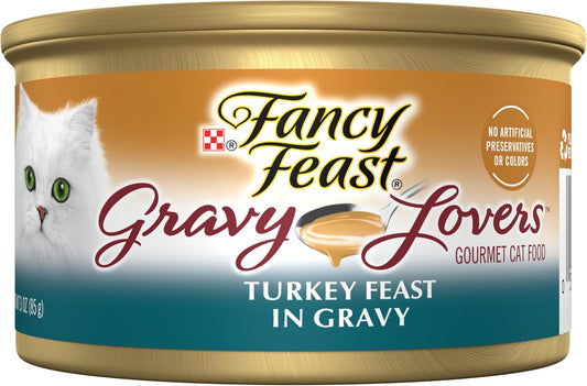Purina Fancy Feast Gravy Lovers Turkey Feast Grilled Gourmet Cat Food in Wet Cat Food Gravy - (Pack of 24) 3 Oz. Cans
