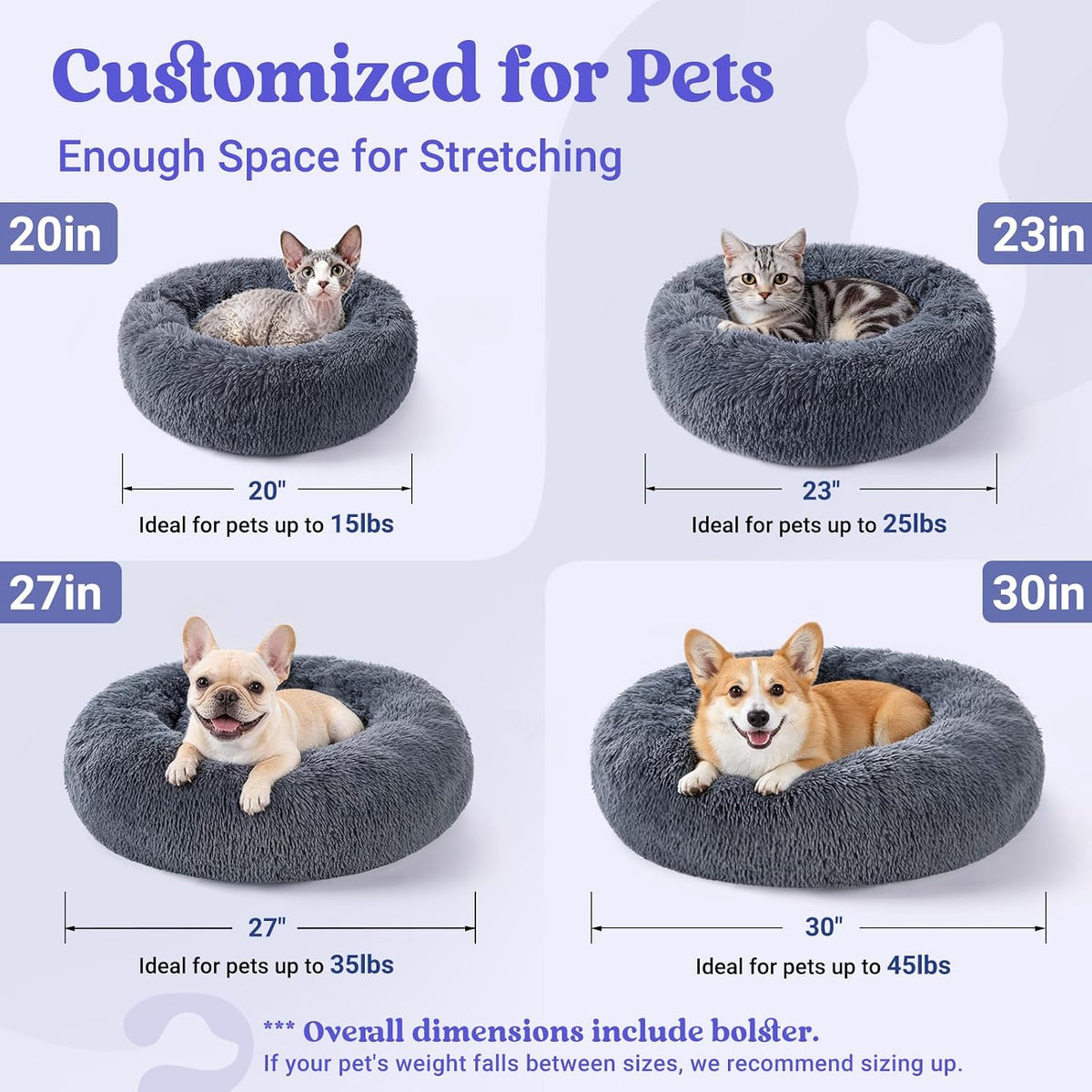 Rabbitgoo Calming Cat Beds for Indoor Cats, 20 Inches, Dark Grey
