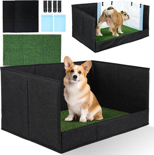 Dog Grass Pad with Tray, Pee Pad Holder, Dog Litter Box with High Walls