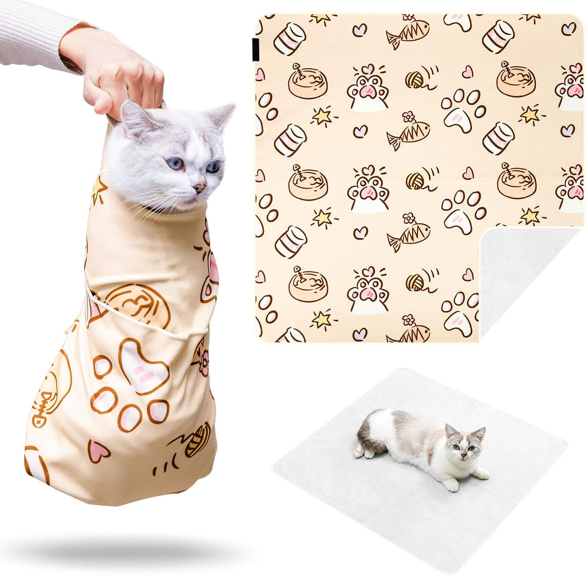 35.5" Extra Large Cat Grooming Wrap for Large Cats & Small Dogs Anti-Escape