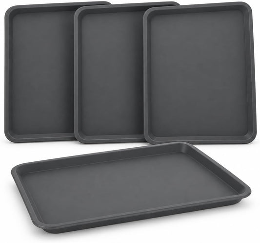 4 Pack 16 X 12 Inch Boot Trays for Entryway, Waterproof Shoe Mat Tray with Raised Edge, Outdoor Multi-Purpose Shoe Tray for Boots Shoes Garden Pets-Dark Gray
