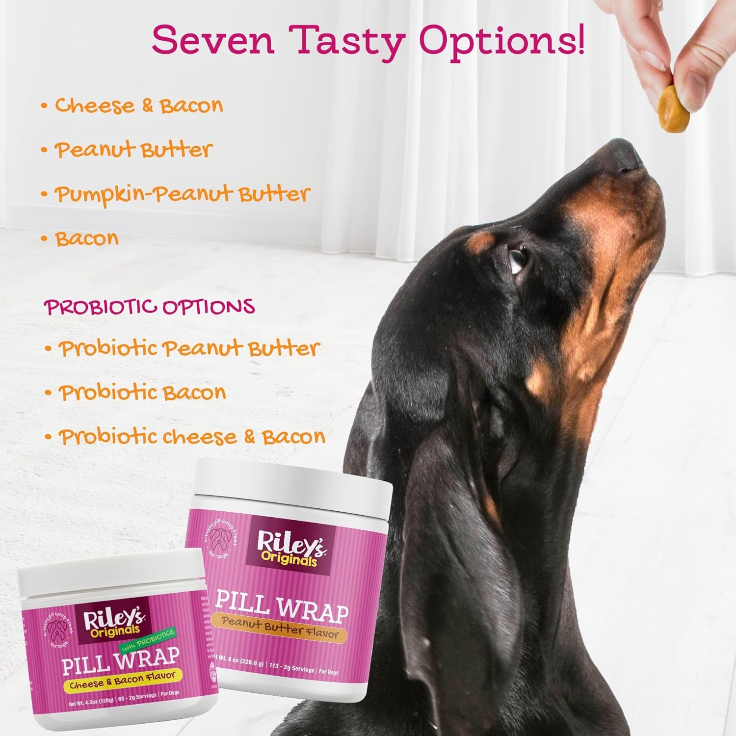 Riley'S Pill Wrap for Dogs - Delicious Cheese & Bacon Flavored Pill Paste for Dogs - Wrap Pills, Capsules, Tablets in a Pocket or Pouch to Mask the Taste & Make Pill Time Easy - 4.2 Oz