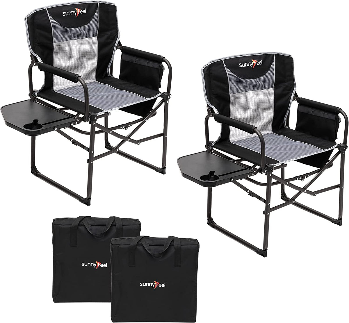 SUNNYFEEL Oversized Camping Chair Portable Directors Chairs with Side Table