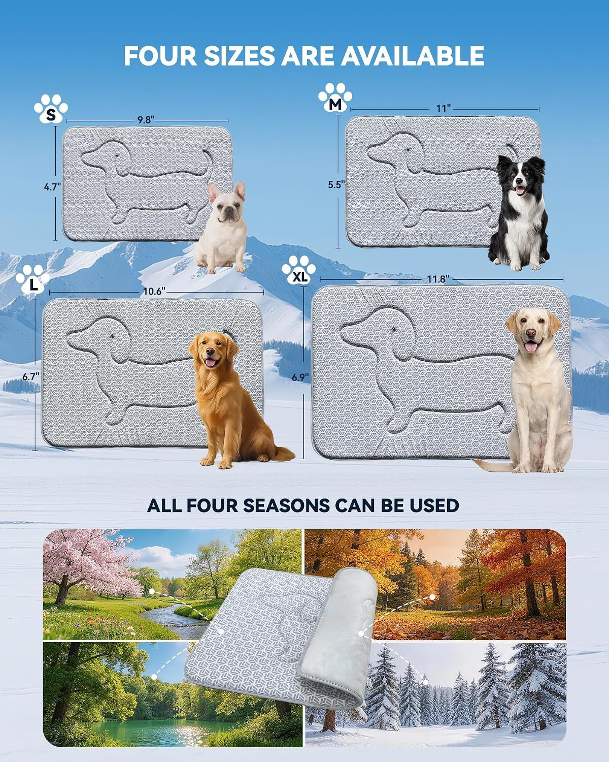 Cooling Mat for Dogs, Instant Chill Medium Doggy Pet Pad Bed Indoor Outdoor