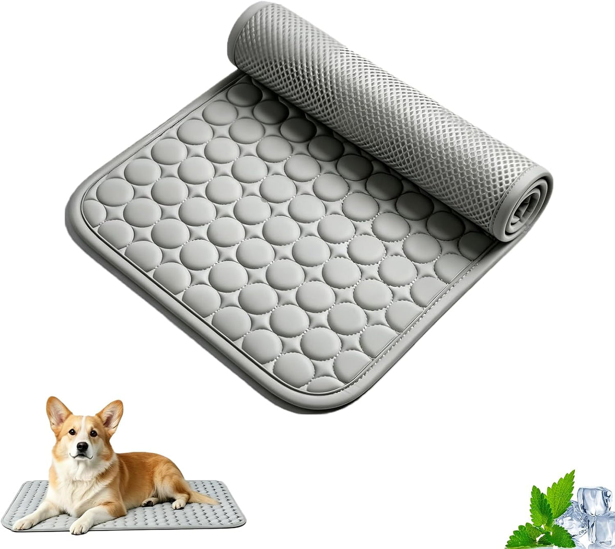 Pawlab Dog Cooling Mat – Reusable Pet Cooling Pad for Large Dogs, Summer Cooling Bed for Dogs & Cats, Portable Self Cooling Mat for Crates, Kennels & Outdoor Use, Gray,Large