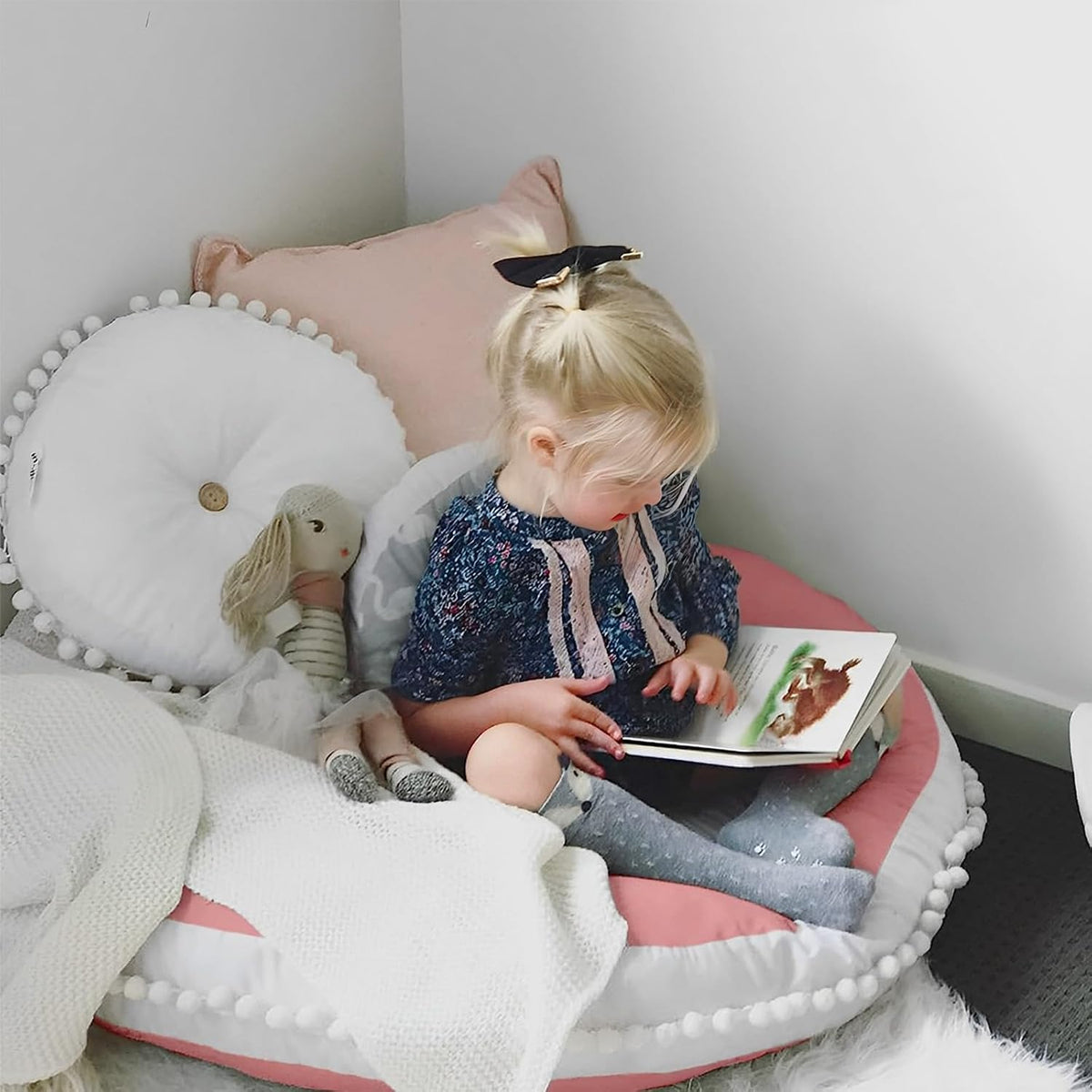 Large Floor Pillow Kids round Floor Cushion Seating Pink