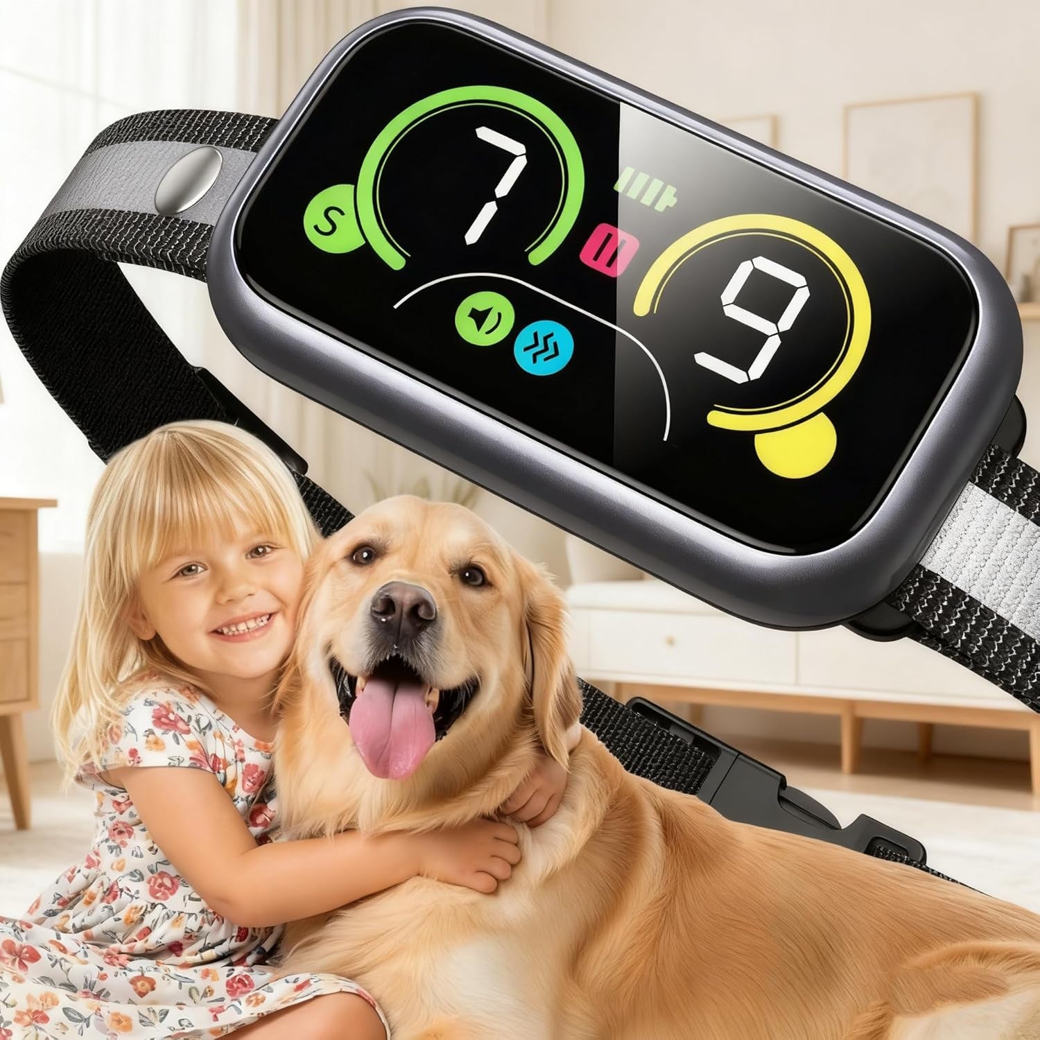 Dog Bark Collar Pro, Instant Bark Solution, Smart anti Barking Device with 4 Correction Modes, Fast-Acting Barking Collar for for Large Medium Small Dogs 5-150Lbs, Ideal for Home & Outdoor Use