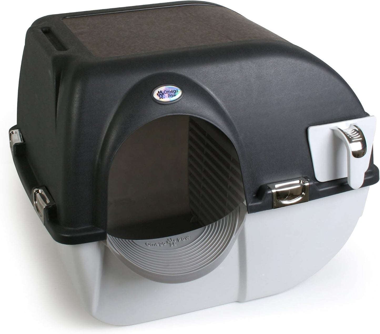 Omega Paw Elite Self Cleaning Roll 'N Clean Litter Box, Midnight Black, Large (EL-RA20-1)