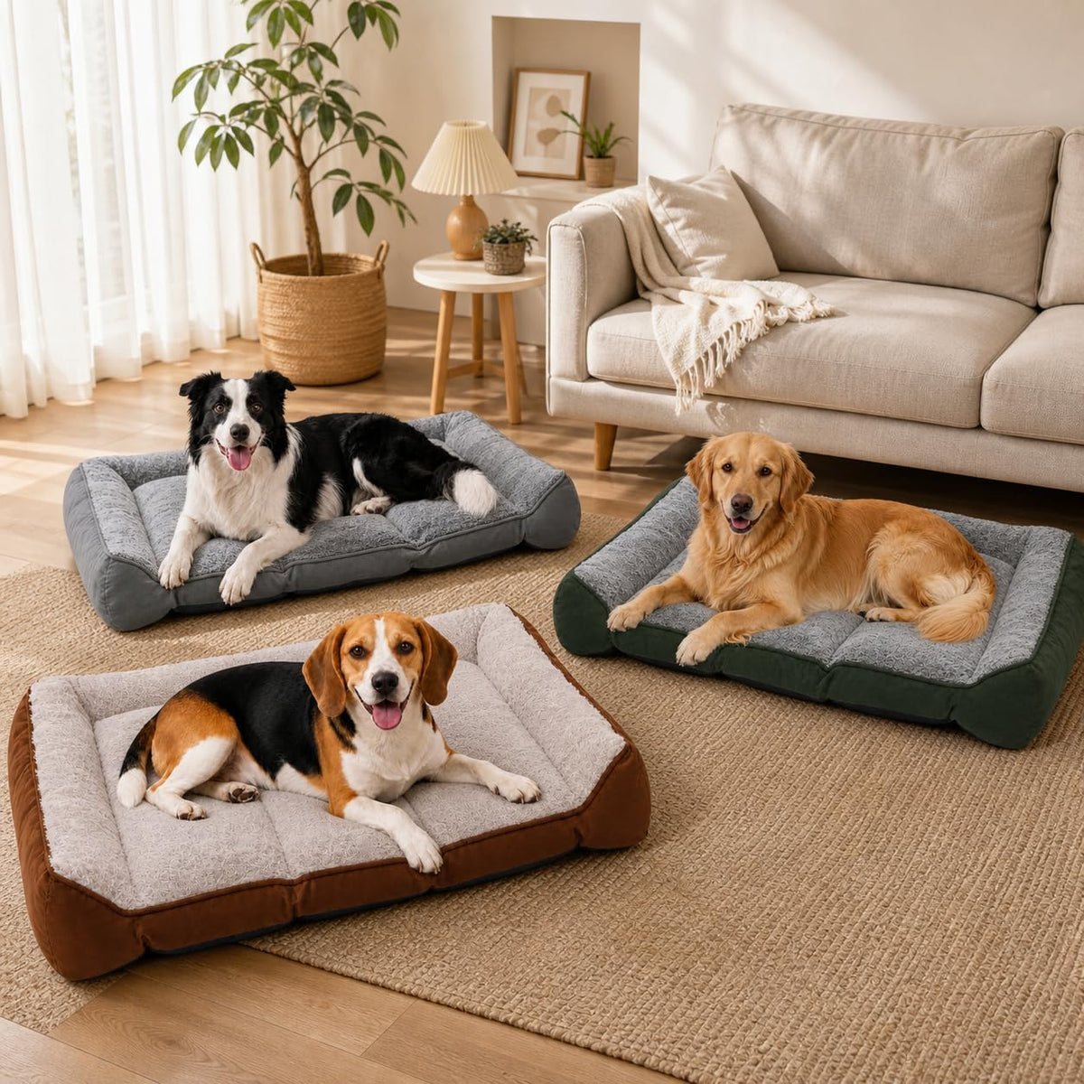 Orthopedic Dog Beds Large Sized Dog, Washable Dog Bed, 42" L, Grey
