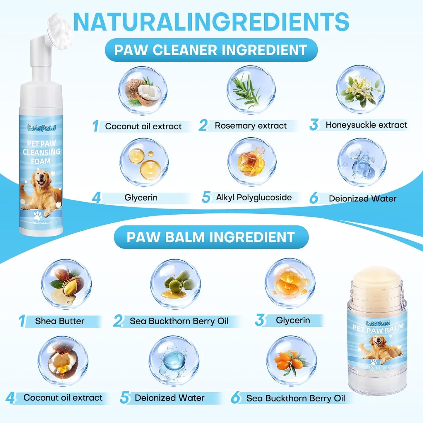 Dog Paw Cleaner Kit with Paw Balm for Dogs, Waterless Foot Cleaner for Muddy Paws, Dirt Removal, Moisturizing Care for Dry Cracked Pads, Includes Towel and 3 Soft Silicone Brushes