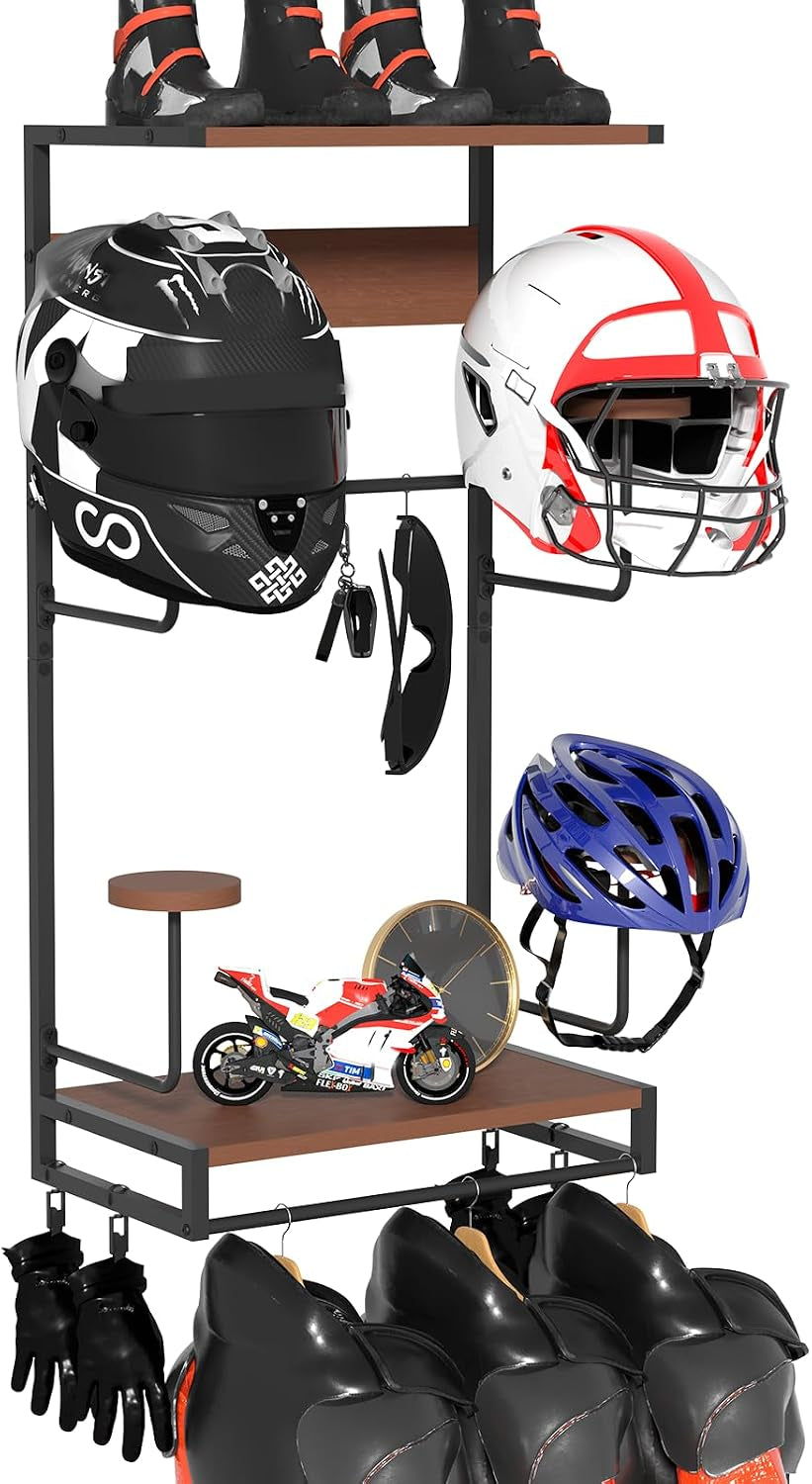 Motorcycle Helmet Holder Wall Mount for Moto Gear Storage Display
