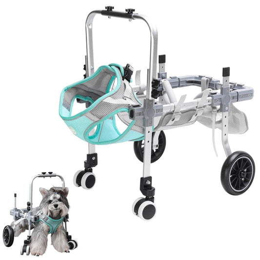 Dog Wheelchair for Back Legs，Adjustable Pets Cart Mobility Aids for Little Pets,Chest & Thigh Support,Suitable Small Medium Dogs (Four Wheels, S)