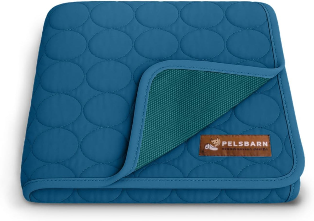 Pelsbarn Dog Cooling Mat, Ice Silk Self-Cooling Pad, Deep Blue, XL