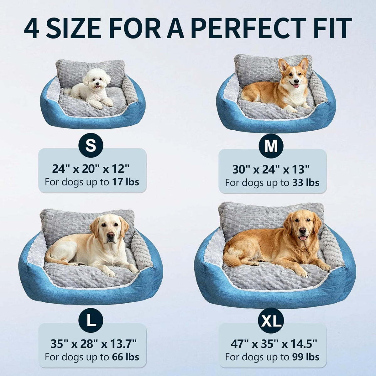 Small Dog Bed & Cat Sofa, 24"X20"X12" Soft Plush Calming Pet Bed for Sleep, All-Season Faux Fur Linen Orthopedic Puppy Bed with Non-Slip Bottom, Machine Washable, Fits Pets up to 17 Ibs
