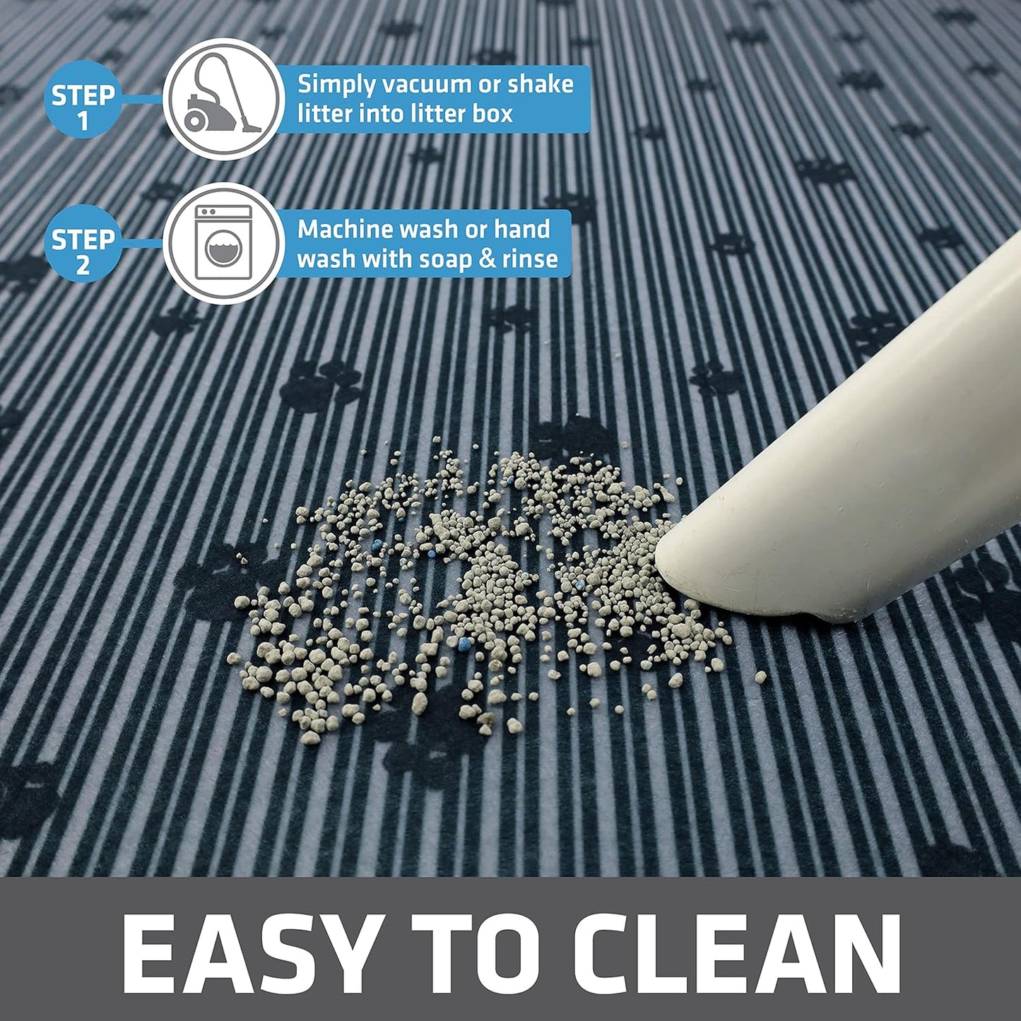 Drymate Cat Litter Box Mat, Litter Trapping Mat, Waterproof, Urine-Proof, Absorbent, Machine Washable, Soft on Paws, Contains Mess, Protects Floors, Kitten Supplies, Gray, 20X28