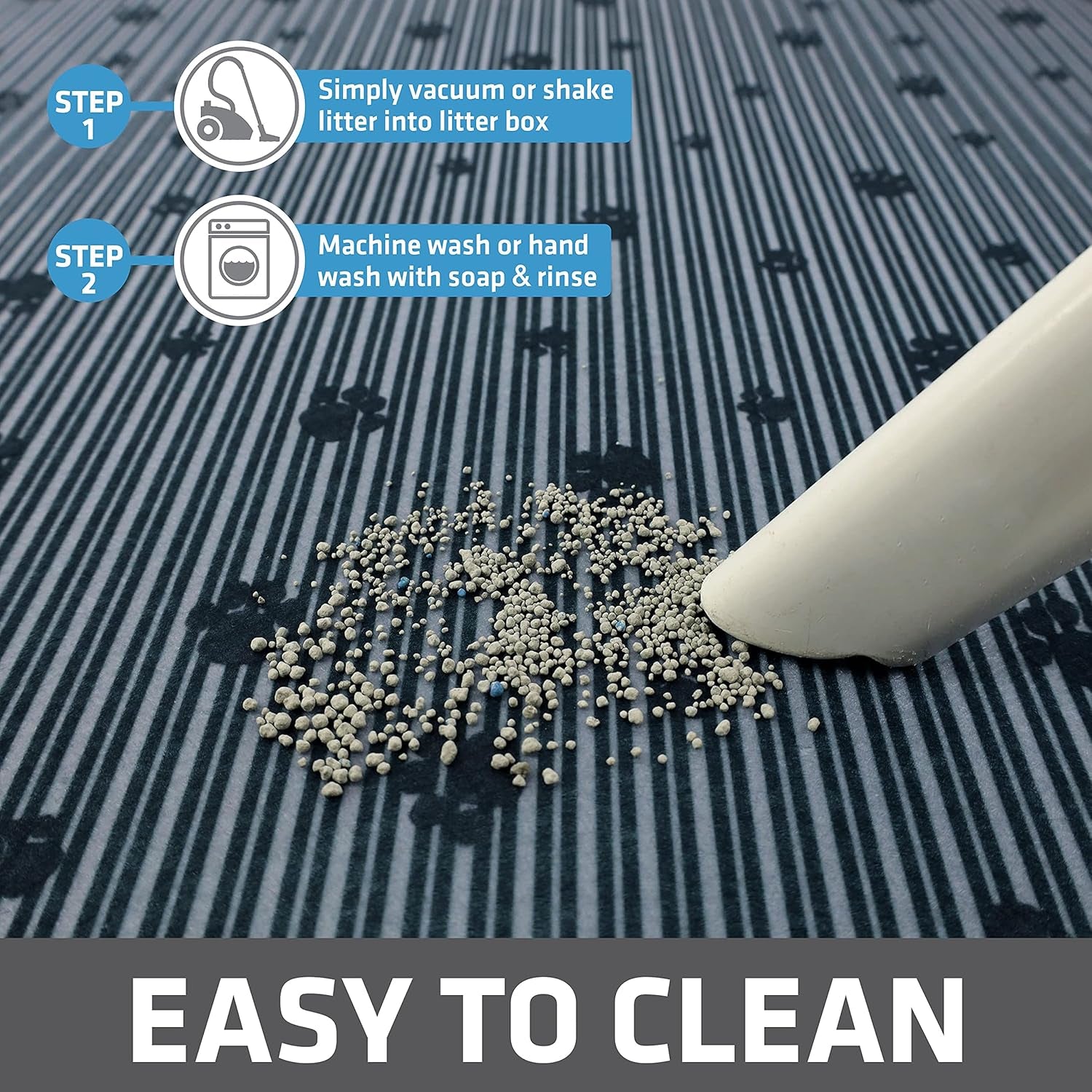 Drymate Cat Litter Box Mat, Litter Trapping Mat, Waterproof, Urine-Proof, Absorbent, Machine Washable, Soft on Paws, Contains Mess, Protects Floors, Kitten Supplies, Gray, 20X28
