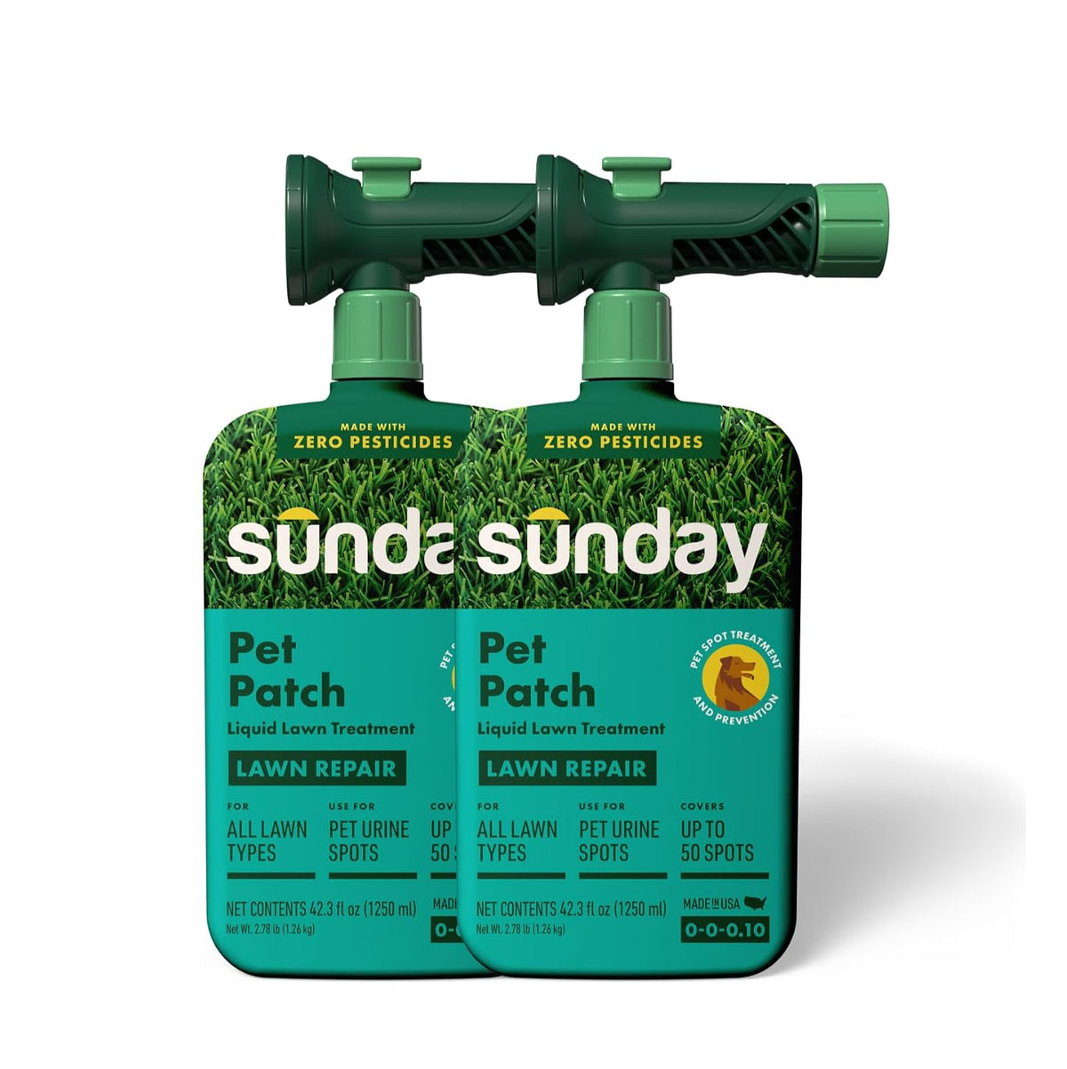 Sunday Pet Patch, Dog Urine & Lawn Spot Repair, 2-Pack + Sprayer