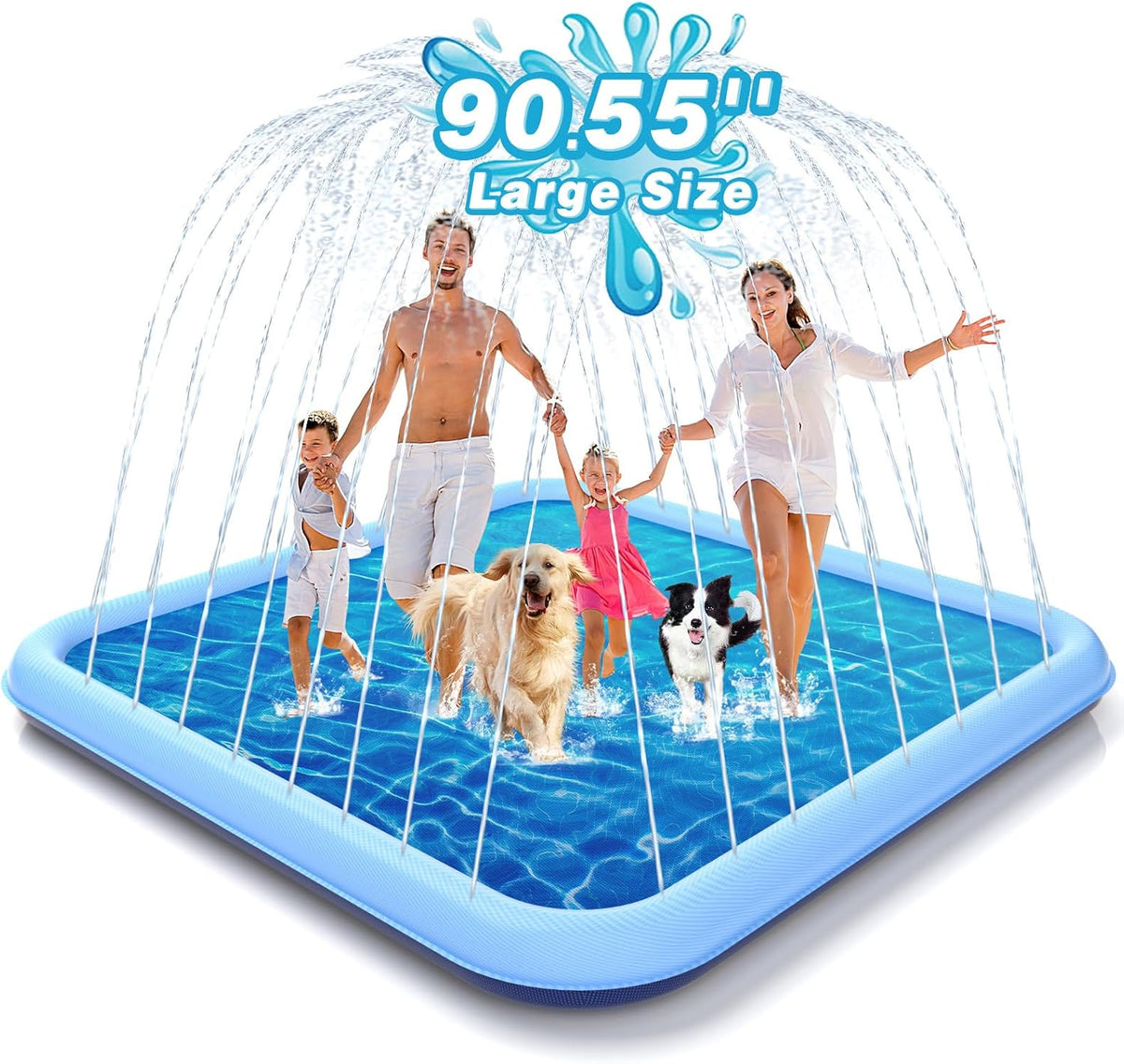 EPN Splash Pad for Dogs & Kids, Extra Large Sprinkler Mat, 127 X 90.5 Inch