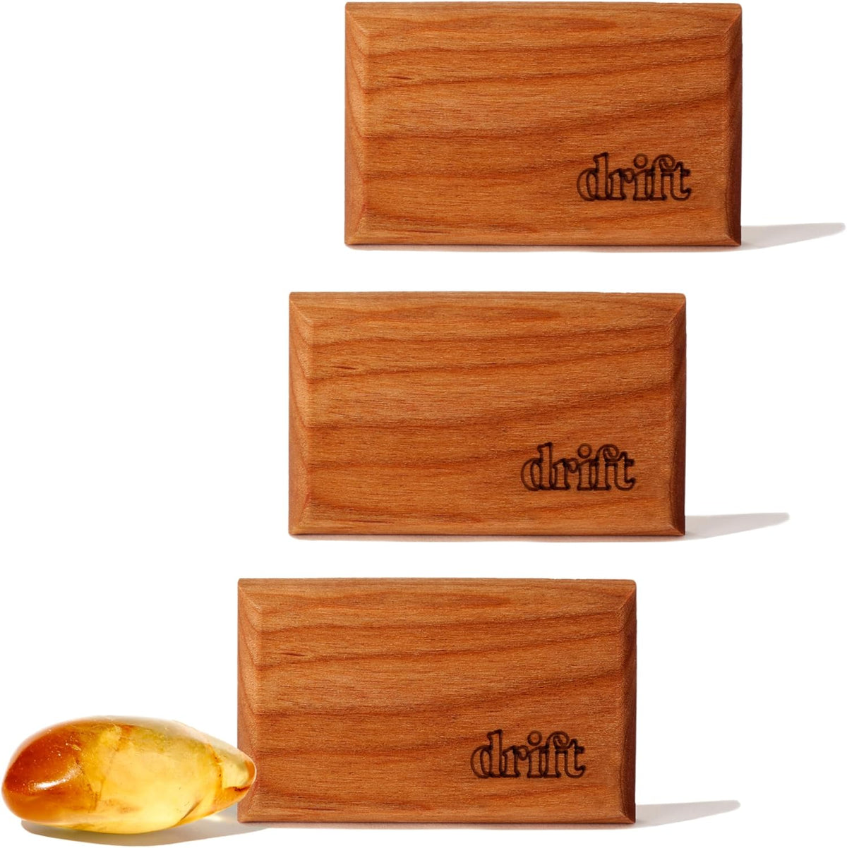 Drift Car Air Freshener - the Original Wood Air Freshener - Car Odor Eliminator - Long Lasting Scent - Essential Oils - Clean Ingredients - Amber Scent 3 Pack Refill - NO CLIP INCLUDED