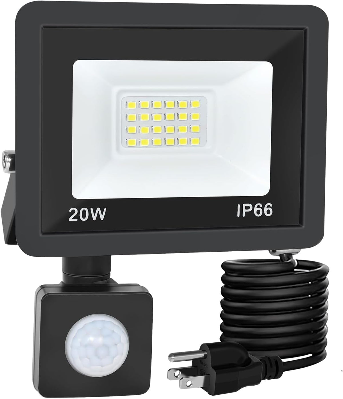 Motion Sensor Flood Light Outdoor, Plug in Motion Sensor Light with 4.9Ft Cord, IP66 Waterproof Floodlights with Photocell 6000K Super Bright Security Light for Garden Patio