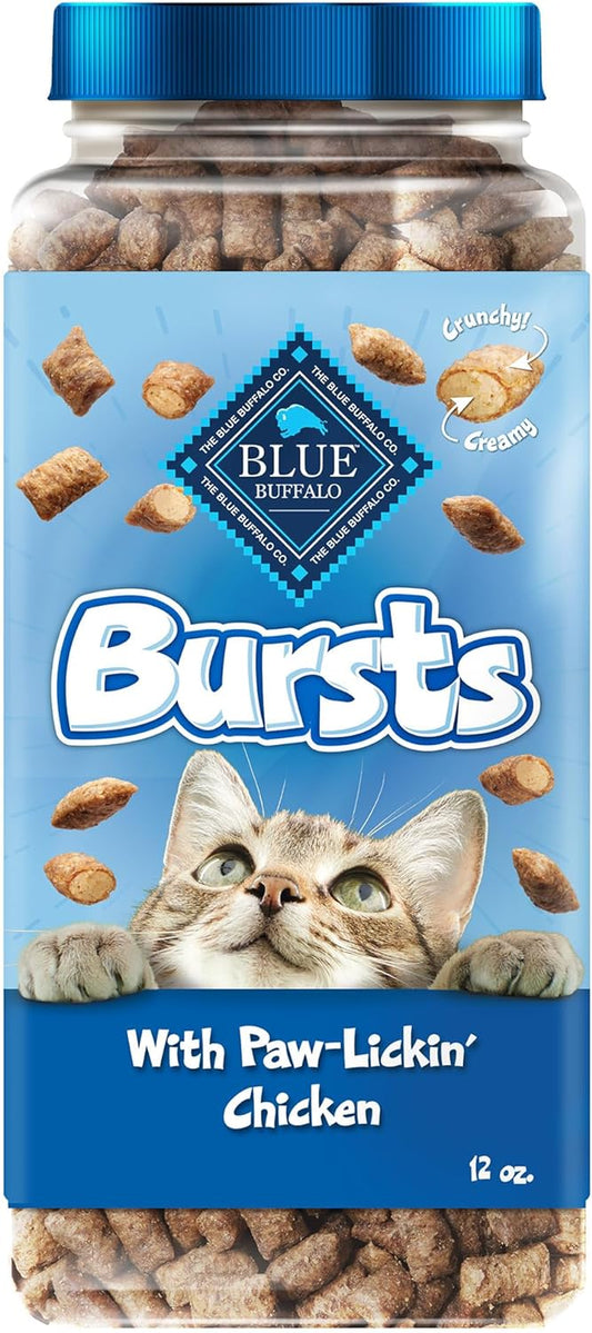Blue Buffalo Bursts Crunchy & Creamy Cat Treats, Great for Training, Paw-Lickin' Chicken, 12-Oz. Tub