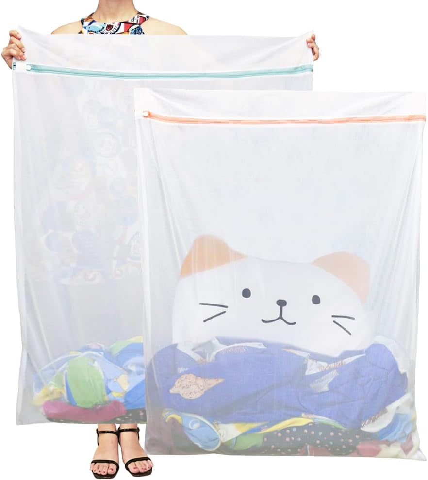 Tenn Well 2Pk 43X35" Extra Large Mesh Laundry Bags Jumbo for Blankets XXXXL