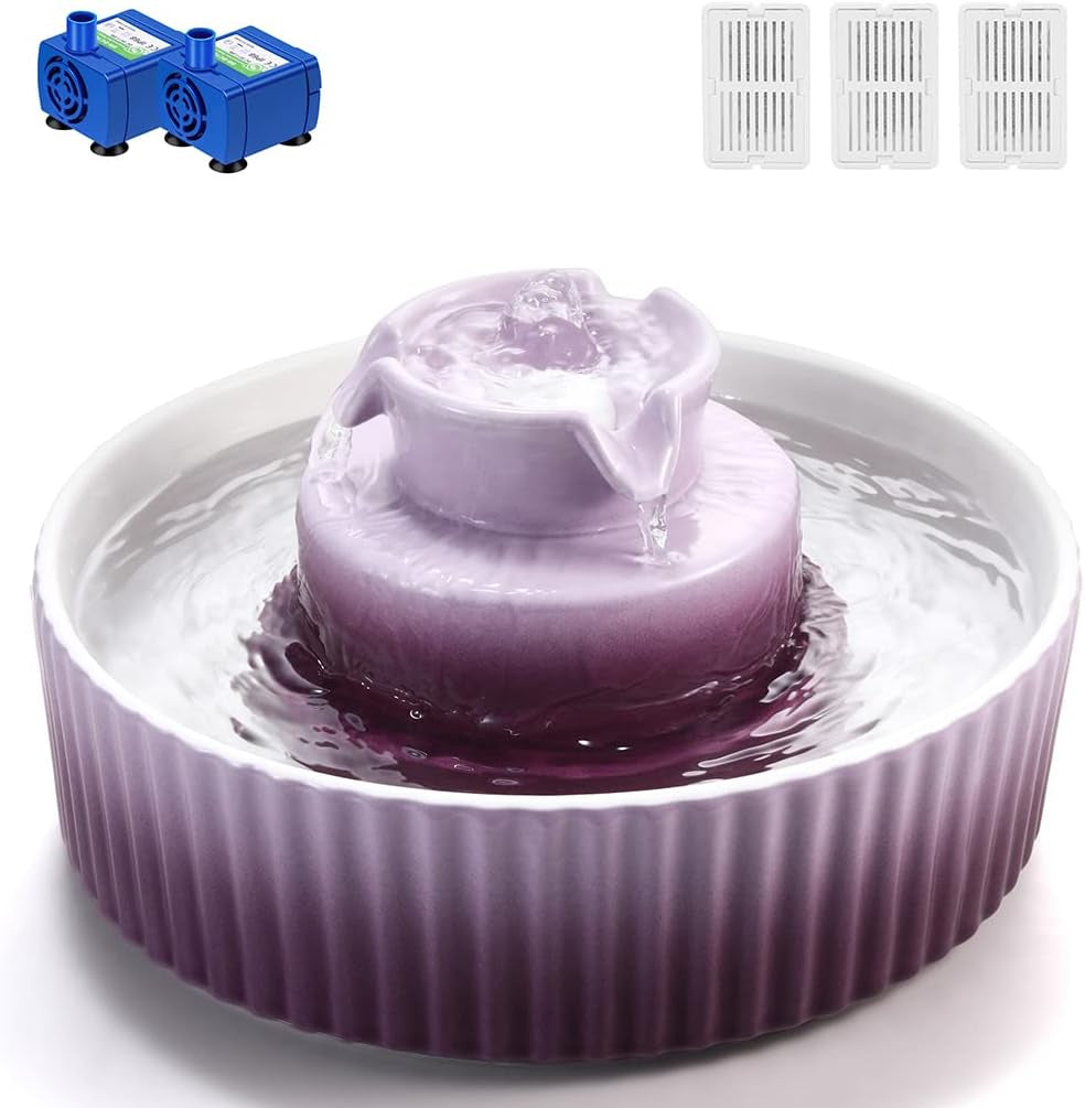 Wonder Creature Ceramic Cat Water Fountain, Stable Cupcake Design, 71Oz