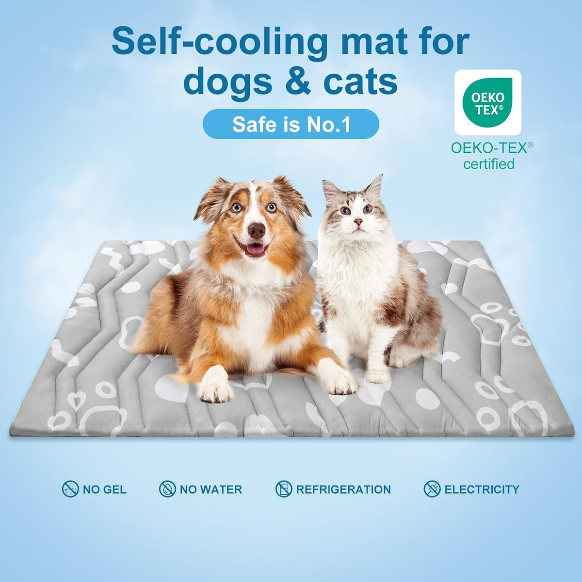 BEAUTYZOO Cooling Mat for Large Dogs, 48X28In Reversible Pad, Self-Cooling