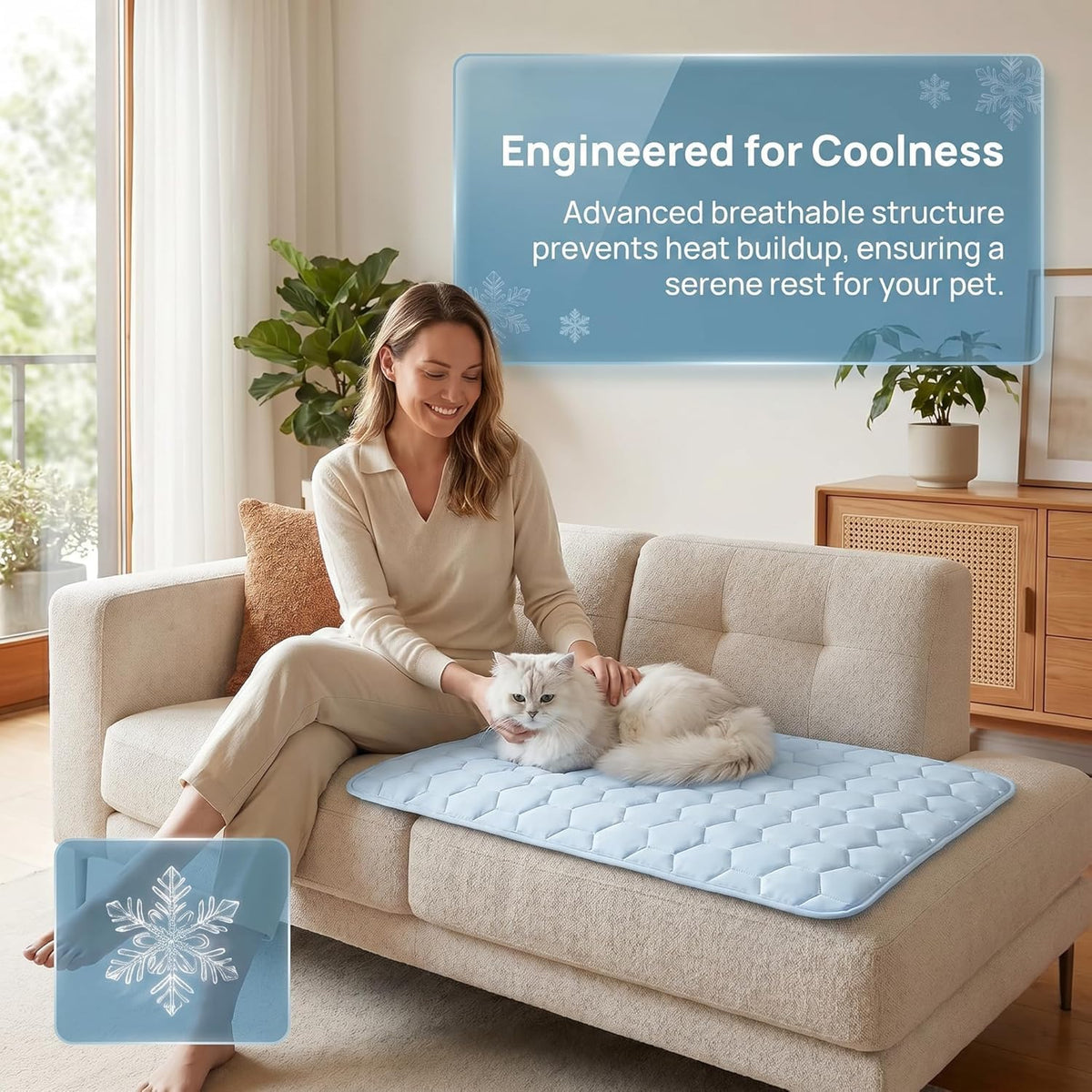 Dog Cooling Mat for Large Dogs,Washable Self Cooling Pet Pad with Non Slip Bottom,Portable Ice Silk Cooling Bed for Medium Large Dogs,Foldable Cooling Blanket for Indoor Outdoor Crate Use(Blue,Xxl）
