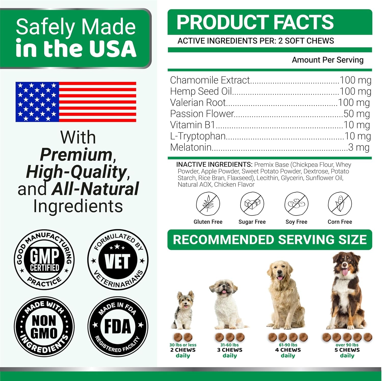 Hemp Calming Chews for Dogs - 240 Treats - Advanced Dog Calming Chews - Anxiety Relief Supplement Treats with Melatonin - Sleep Aid for Separation, Barking, Stress, Hip and Joint Support Made in USA