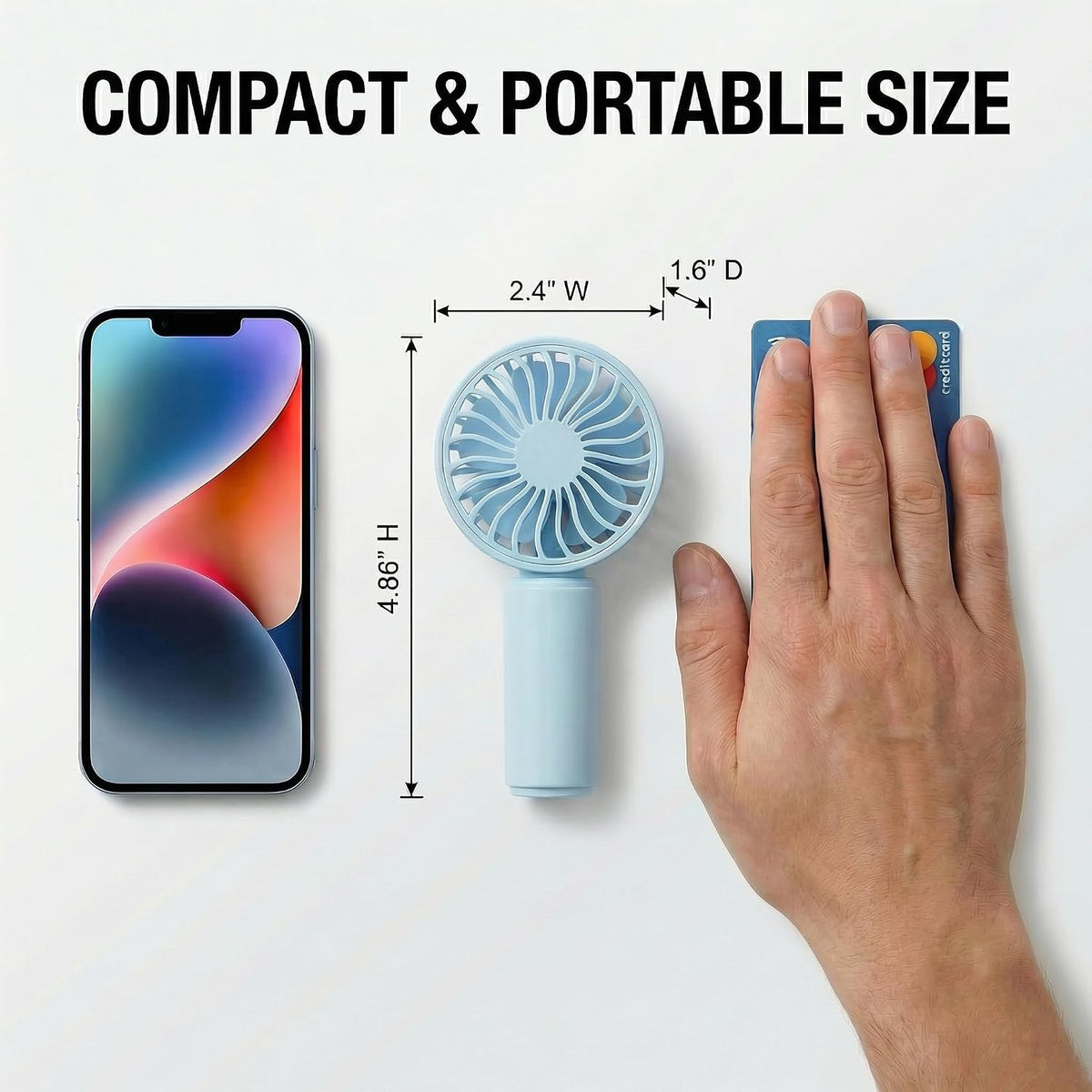 Vansmago 4 Pack Mini Handheld Fan, USB Rechargeable Portable Fan with 3 Speeds, Small Pocket Personal Fan for Travel, Theme Park, Summer Holiday Essentials, Commute and Outdoors